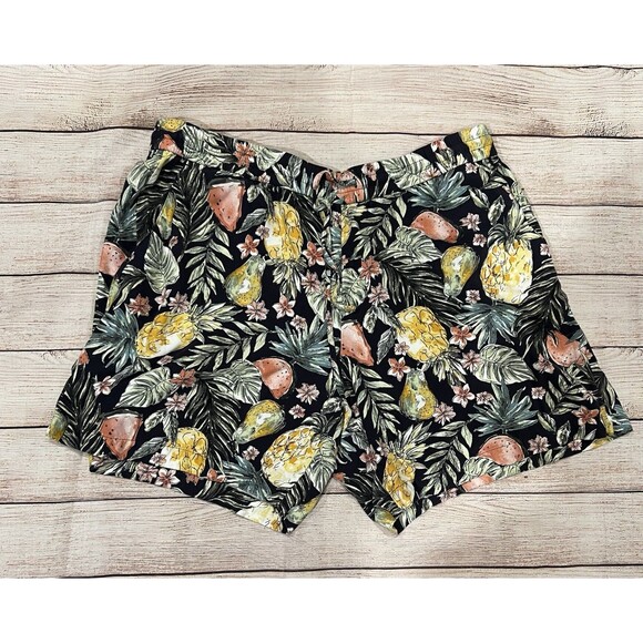J.Jill Rayon Tropical Fruit Elastic Tie-Waist Shorts Size Large - Picture 2 of 8